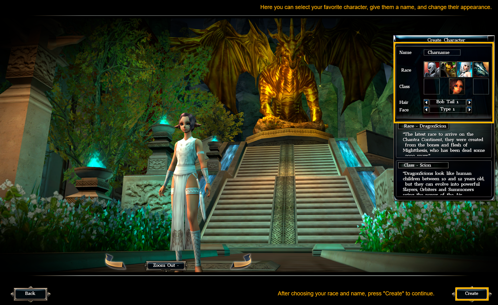 Create Character Screen